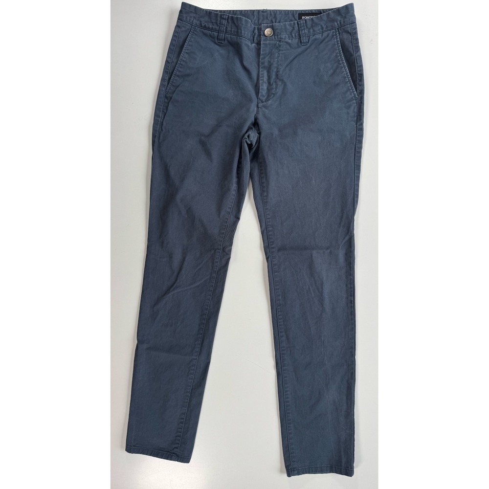 BONOBOS Stretch Washed Chino Skinny Pant Mens 30x32 Blue Tapered Tailored
